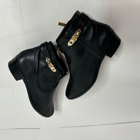 Michael Kors Black Ankle Boots with Gold Accents - Picture 5 of 6